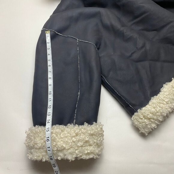 FREE PEOPLE Kiki Faux Leather Jacket with High Pile Fleece Trim Size L - Picture 10 of 10